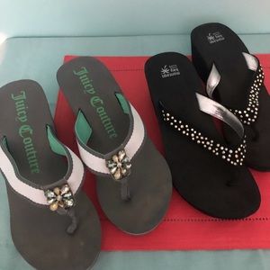 2 pair flip flops Montego Bay and Juicy Couture